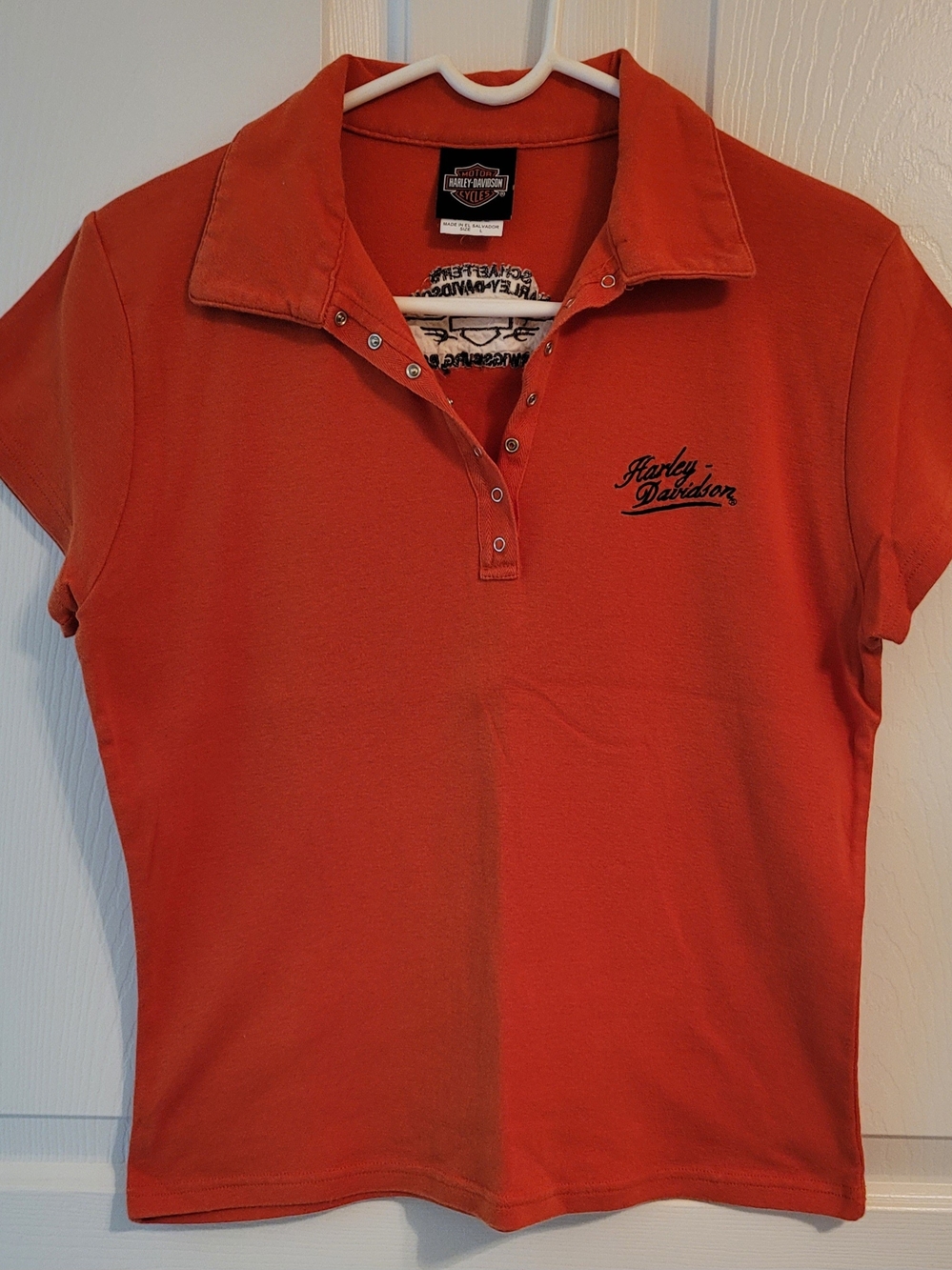 Harley-Davidson Women's Orange Short-Sleeve Polo with Script Chest Logo